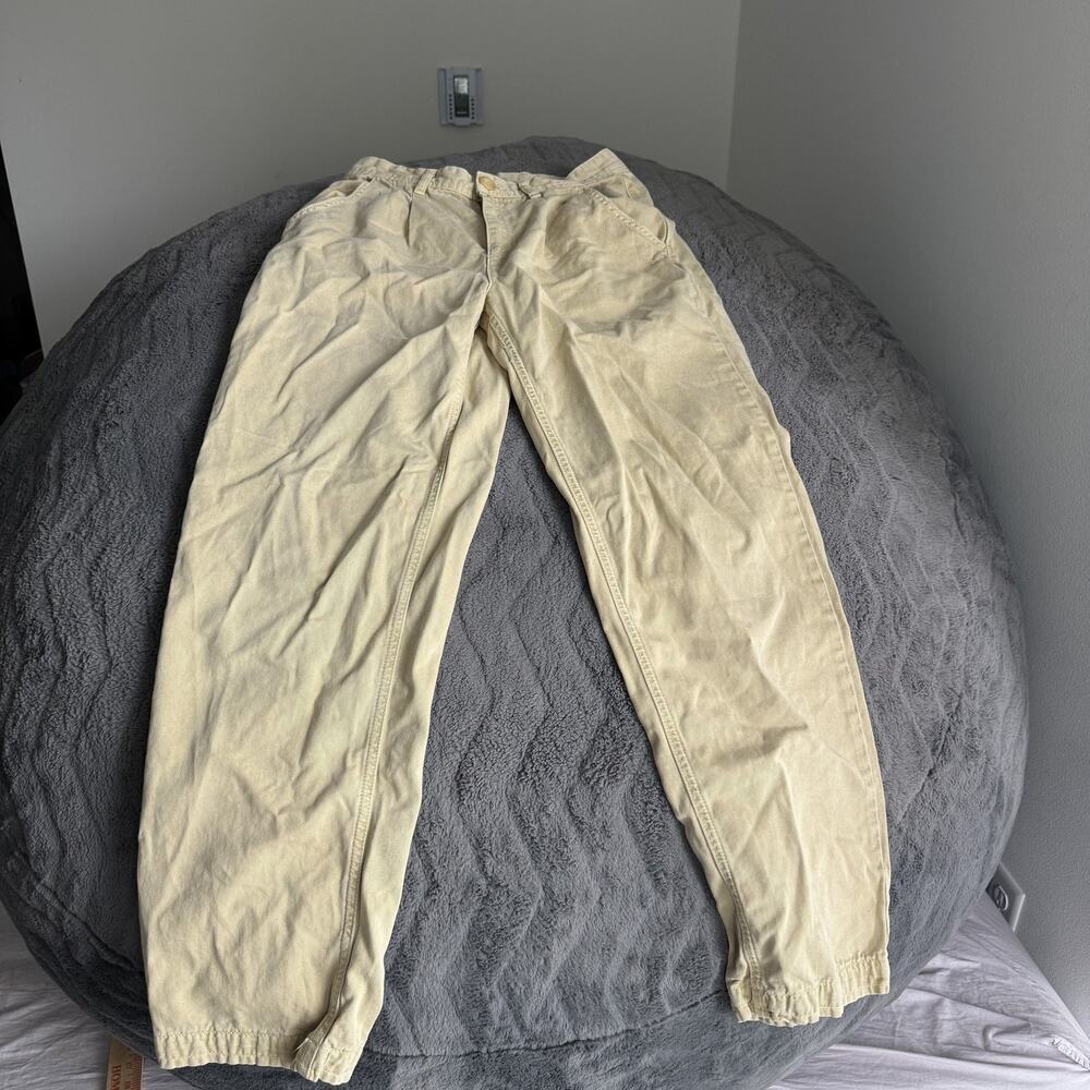 Free People Women's Pleated Tapered Pants Beige Boho Chino Khaki Size 2 - Picture 2 of 11